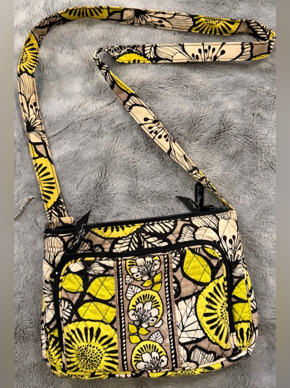 Vera Bradley "Citron" Quilted Hipster Crossbody Bag Purse